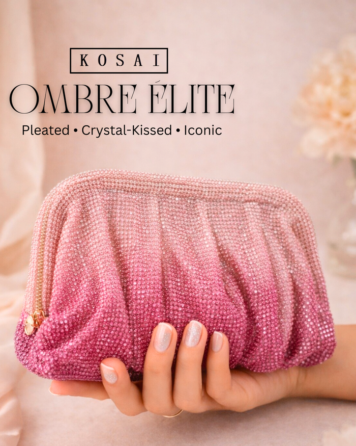 OMBRE ÉLITE – Crystal Pleated Ombre Clutch