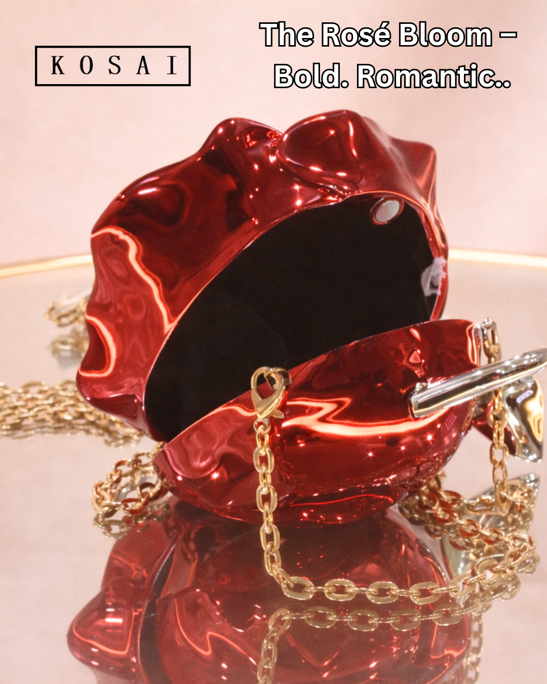 The Rosé Bloom – Sculpted Rose Clutch