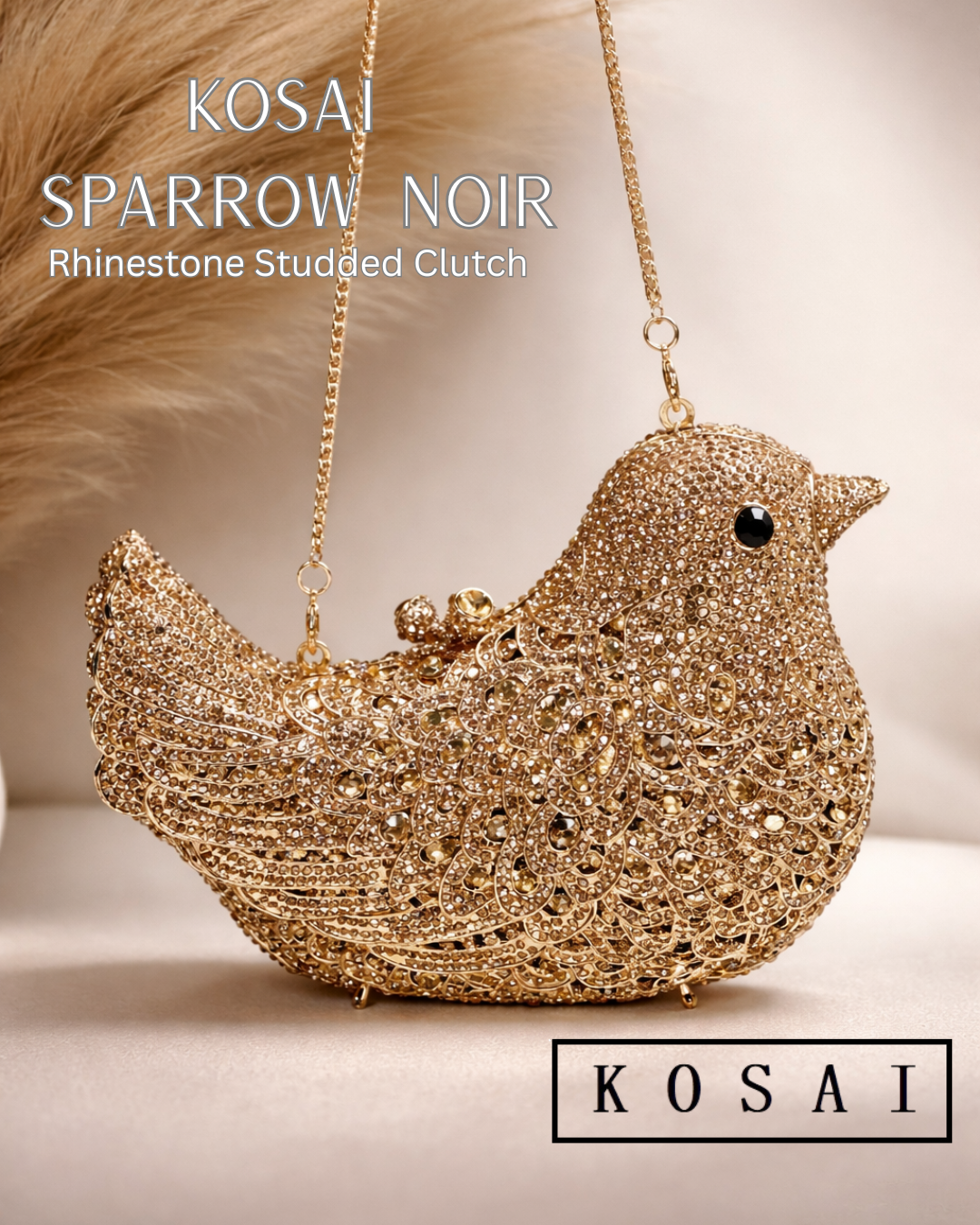 Sparrow Noir Studded Clutch