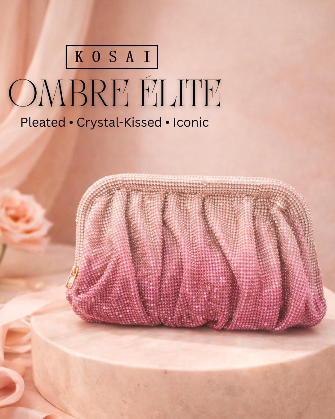 OMBRE ÉLITE – Crystal Pleated Ombre Clutch