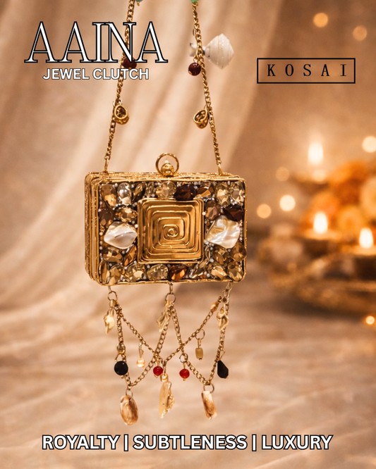 Aaina Jewel Clutch – Handcrafted Crystal & Pearl Evening Bag