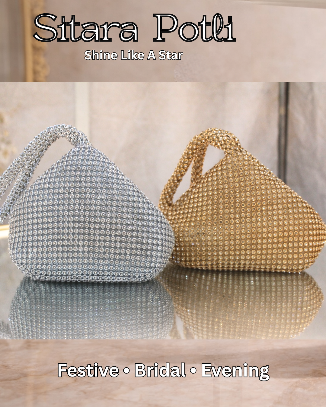 Sitara Potli – Handcrafted Crystal Embellished Potli