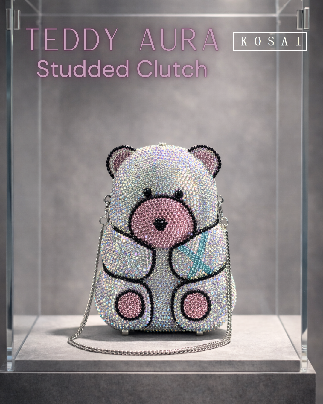 Teddy Aura Rhinestone Evening Clutch Bag – Kosai Bags