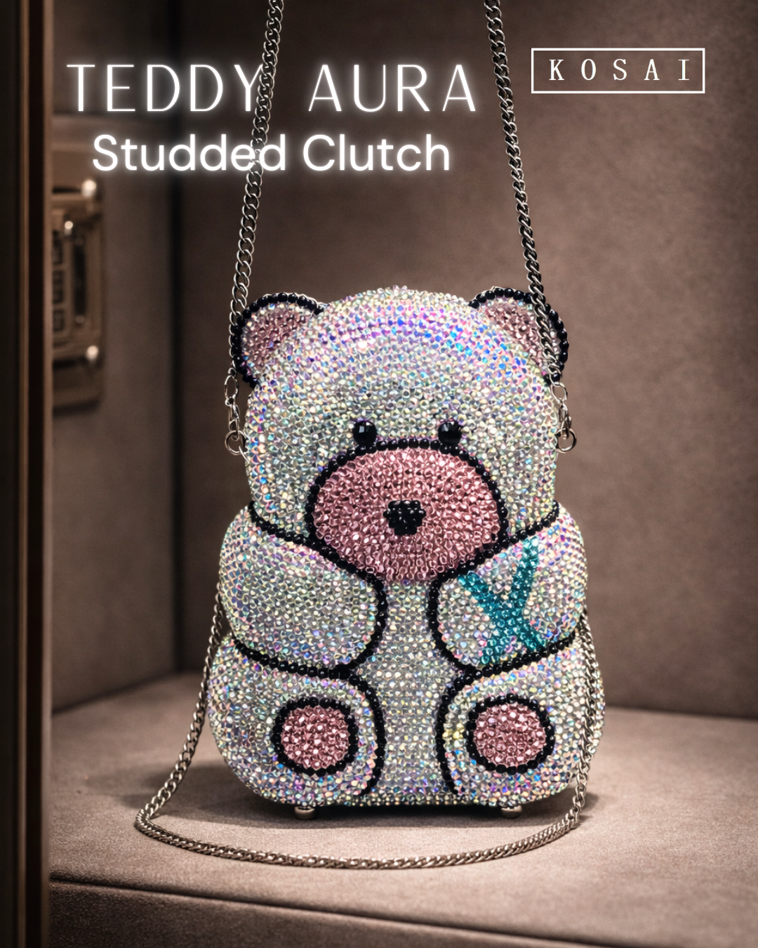 Teddy Aura Rhinestone Evening Clutch Bag – Kosai Bags