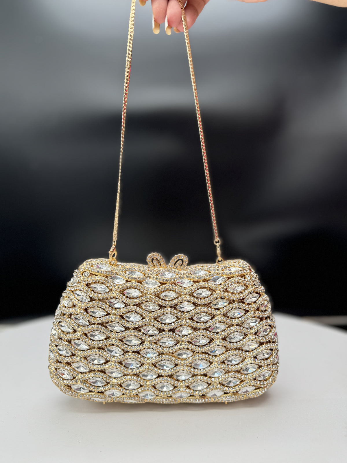 Infinity Studded Clutch Soft Gold