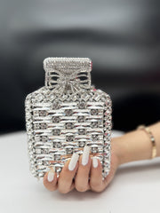 PERFUME STUDDED CLUTCH- CRYSTAL SILVER