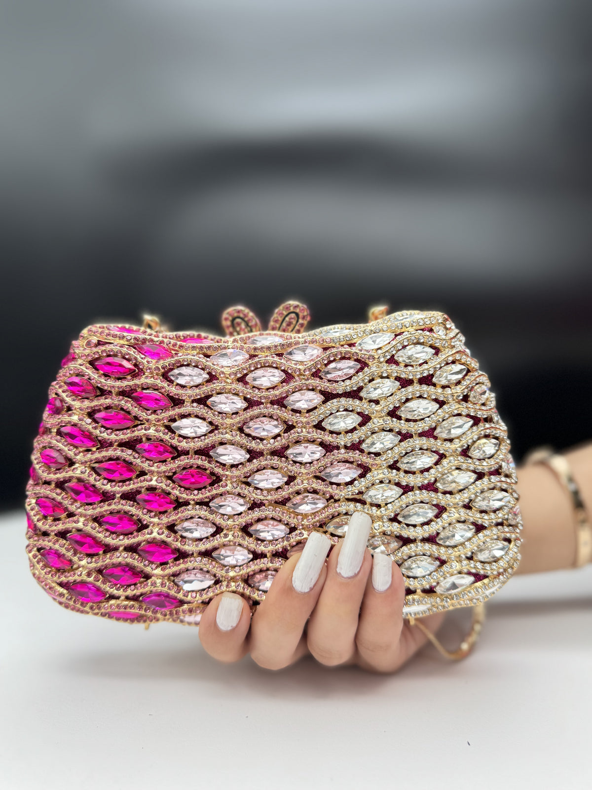 Infinity Studded Clutch Fuchsia ombre