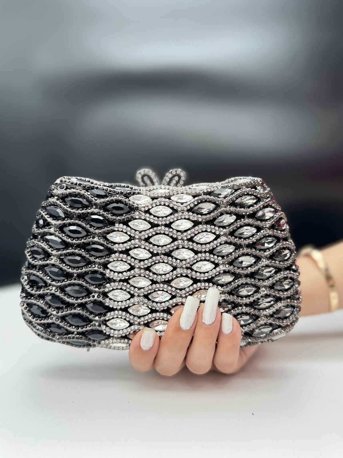 Infinity Studded Clutch Smoke Black