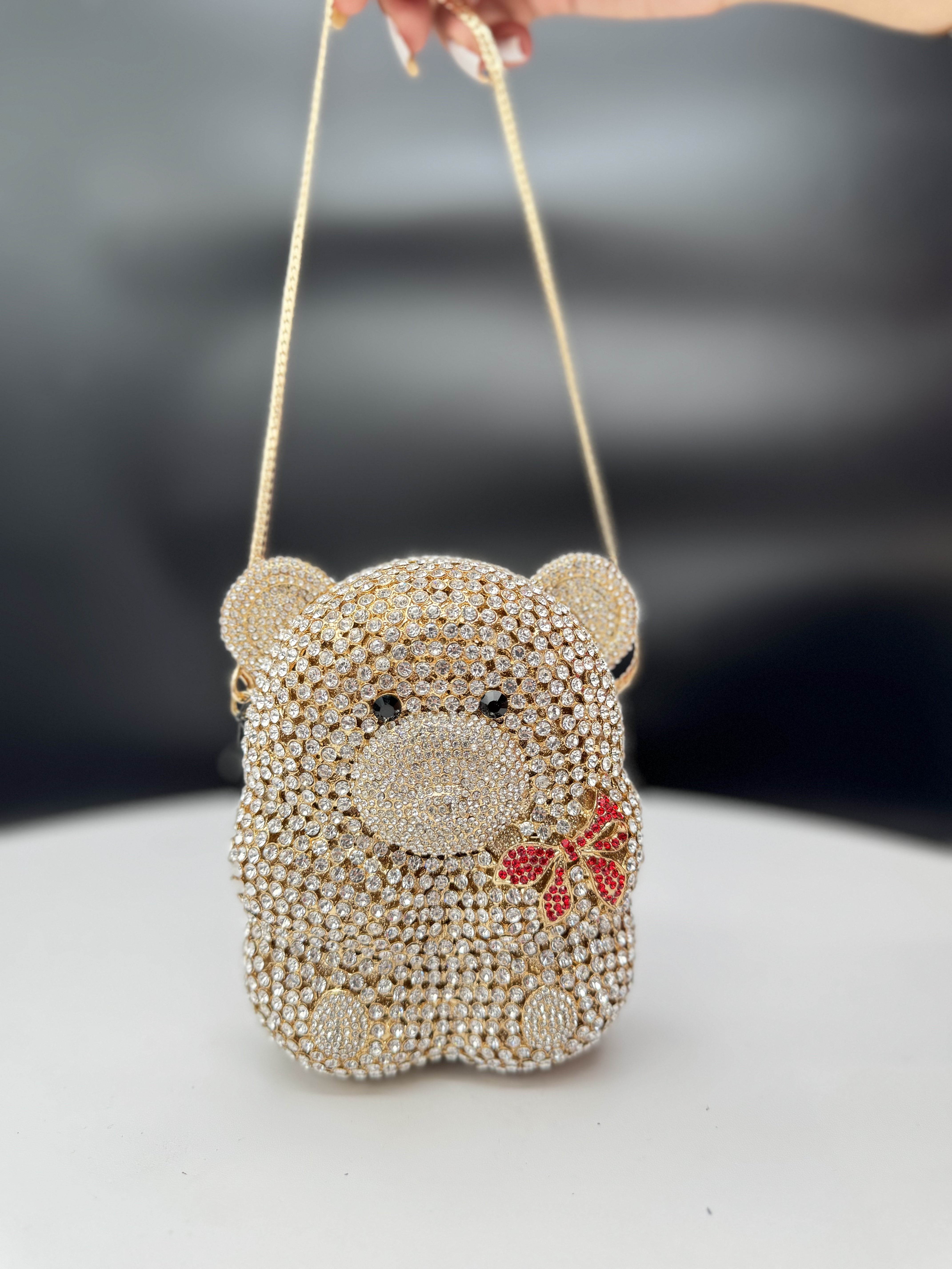 Teddy Studded Clutch -Soft Gold