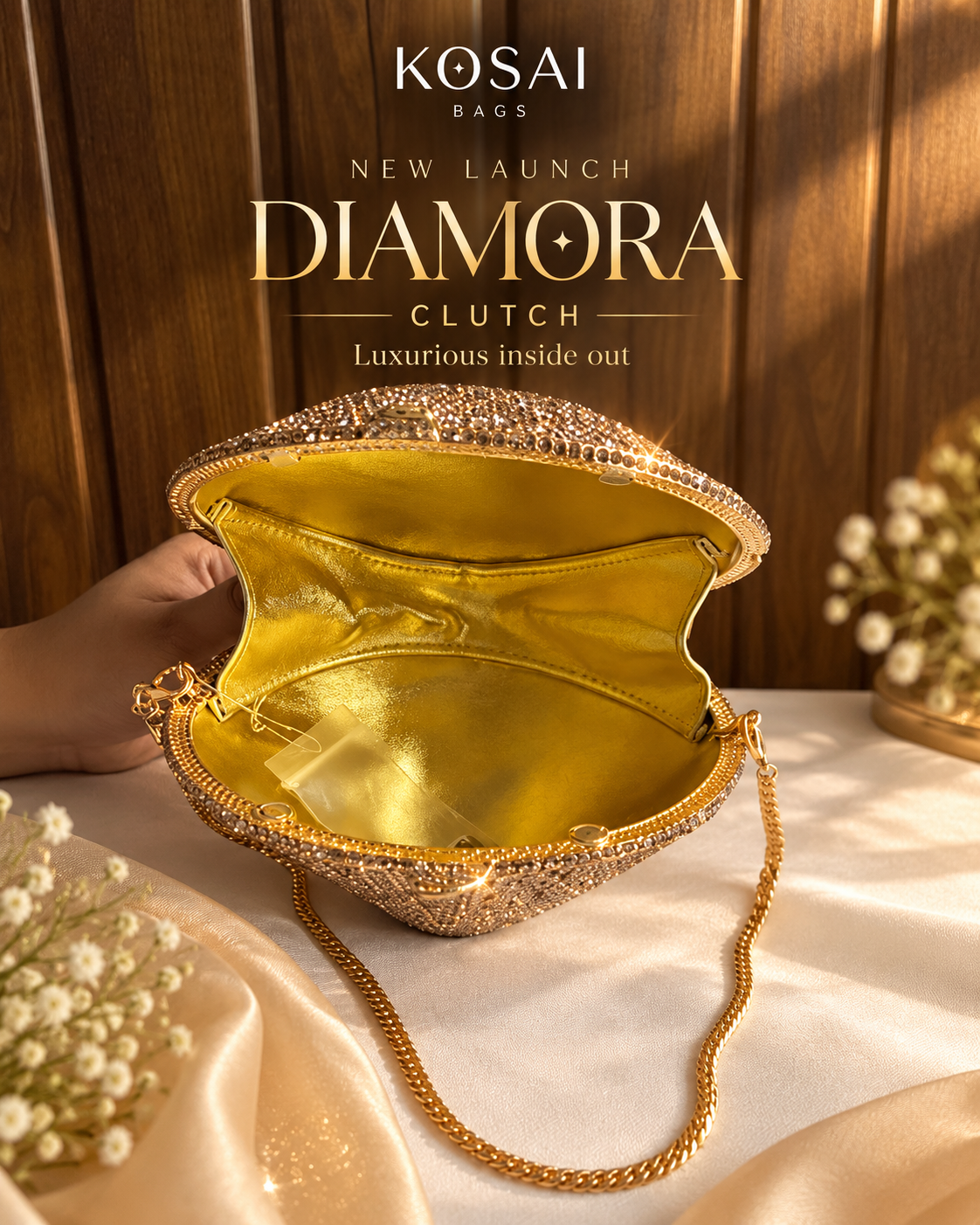 Diamora Clutch – Luxury Crystal-Studded Diamond Clutch Bag for Women