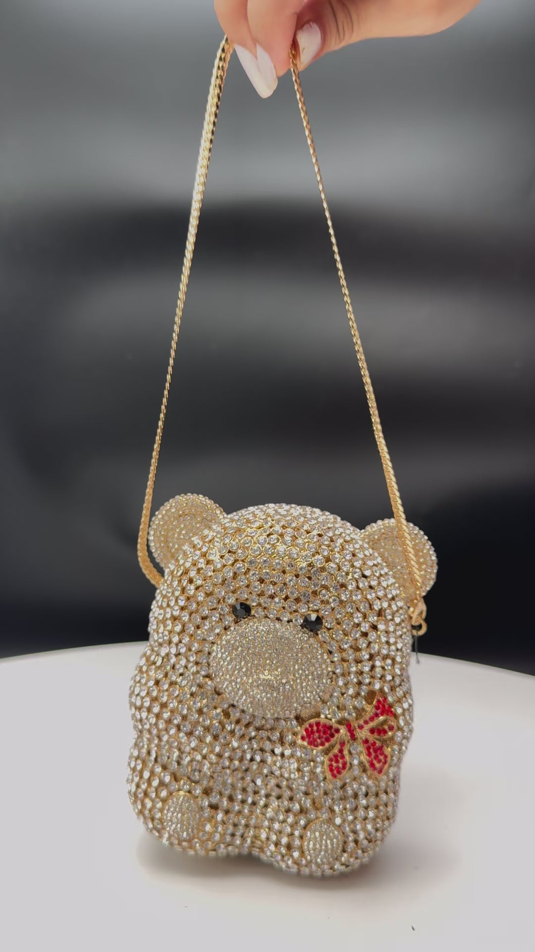 Teddy Studded Clutch -Soft Gold